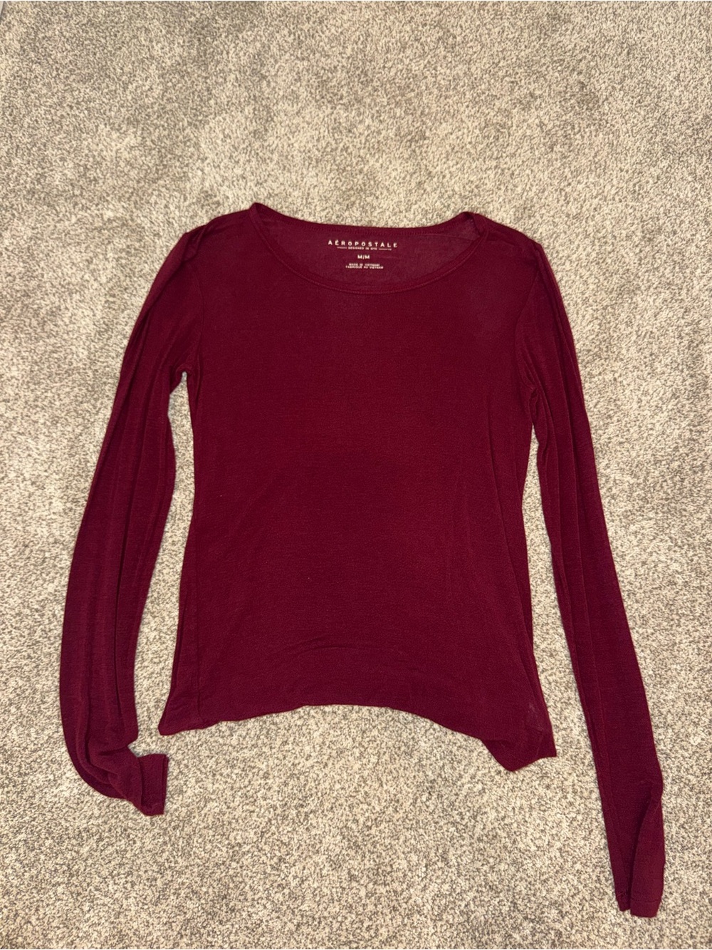 Aeropostale Women's Long Sleeve Crewneck Top - Maroon